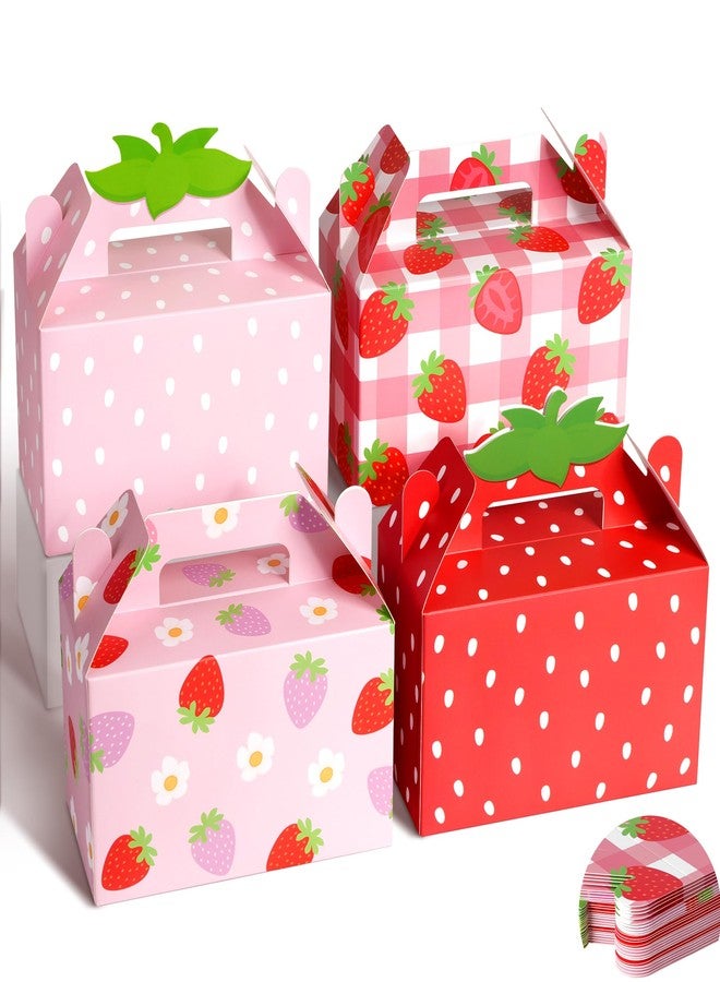 Kriyokiaa 24 Pcs Strawberry Party Favor Box, Berry First Birthday Party Favors Decor, Folding Paper Strawberry Candy Treat Gift Boxes for Baby Shower Decorations Supplies, 6.3 x 3.2 x 3.9 inch - Image 1